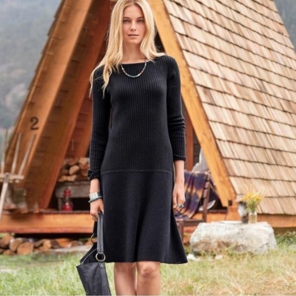 Sundance Dresses & Skirts - SUNDANCE RAQUEL midi length wool rib knit gorpcore comfort black woman dress M